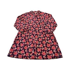 Vtg LL Bean Girls XL Floral Long‎ Sleeve Corduroy A Line Collared Dress